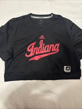 adidas Black Crop Jersey with Red Indiana Script